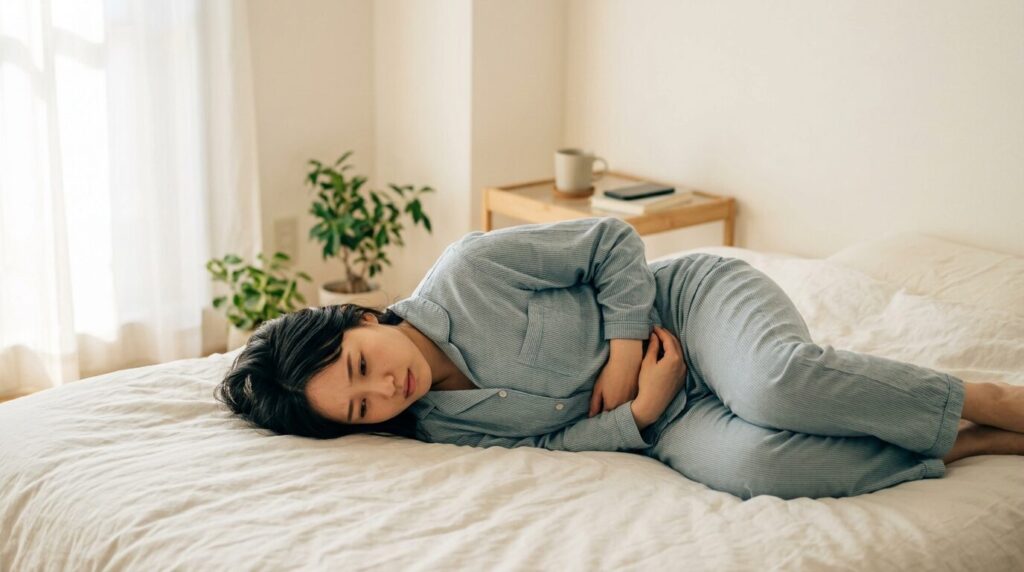 朝起きたら、お腹が痛かった