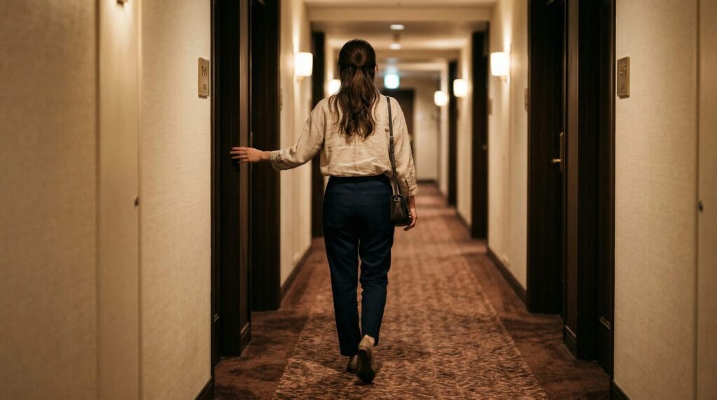 部屋のドアの前で言われた一言